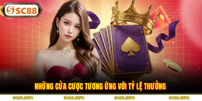 Những cửa cược tương ứng với tỷ lệ thưởng